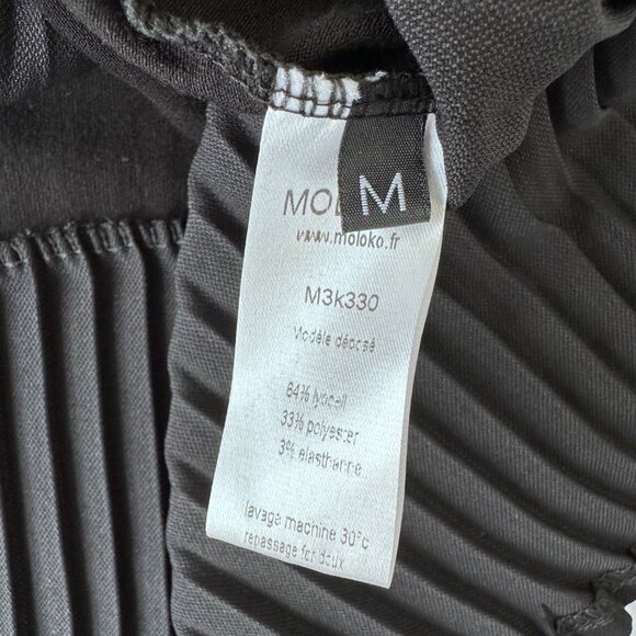 Moloko Womens Dress Pleated Artsy Lagenlook Long Sleeve Size M Black Stretch - Picture 7 of 12